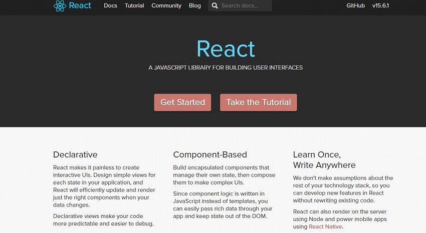 A JavaScript library for building user interfaces React